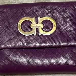 FERRAGAMO Folded Wallet Gancini Leather RARE color- purple